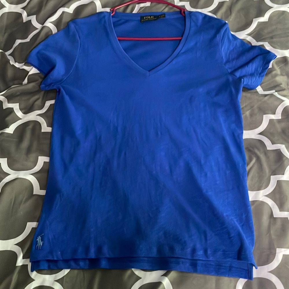 blue polo shirt